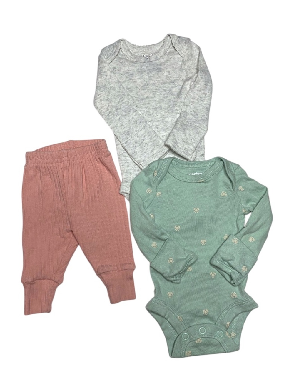 Preemie Baby Girl Clothing Lot of 3 Pieces Bodysuits & Pants Bundle Carter's NEW